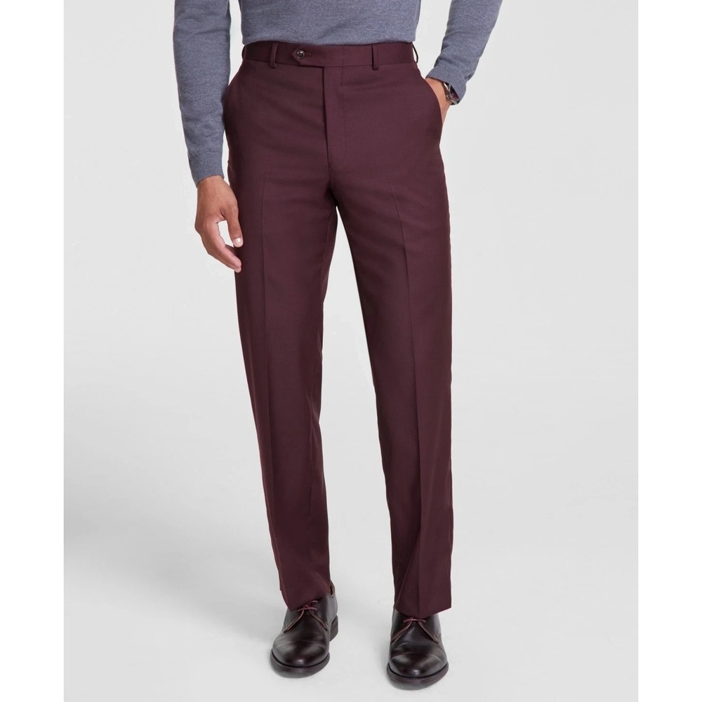 Michael Kors‎ Men's Suit Pants Red Classic-Fit Wool Stretch 42Wx32L E101530